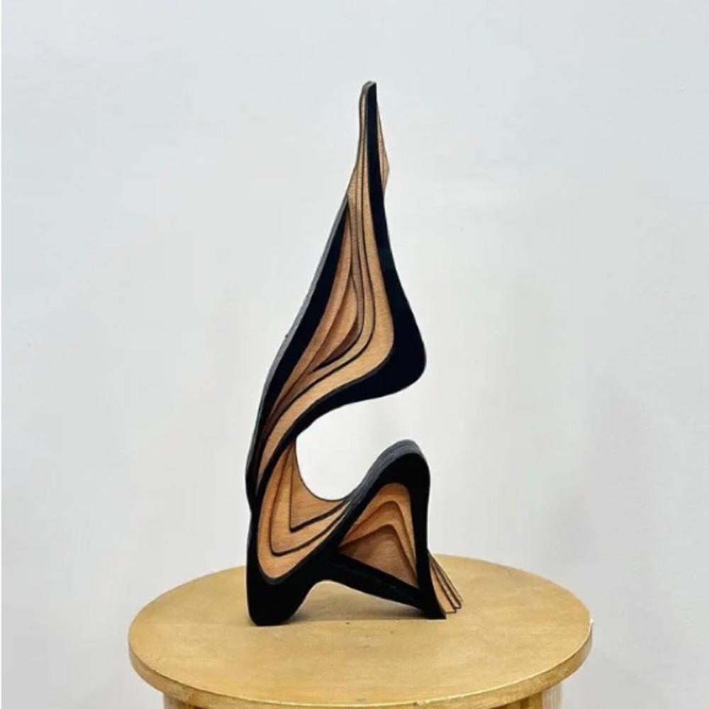 Oak Parametric Abstract Wood Sculpture Art Table Top
